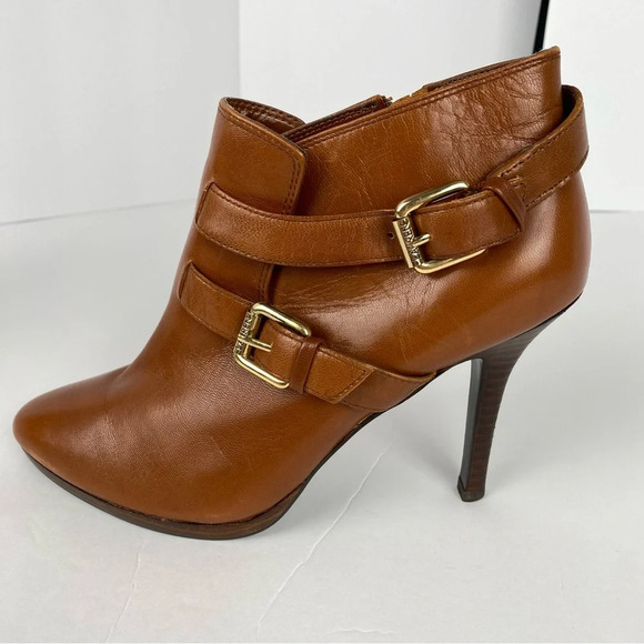 Lauren Ralph Lauren Brown Leather Lorelei Ankle Booties Size 6 - Picture 10 of 16